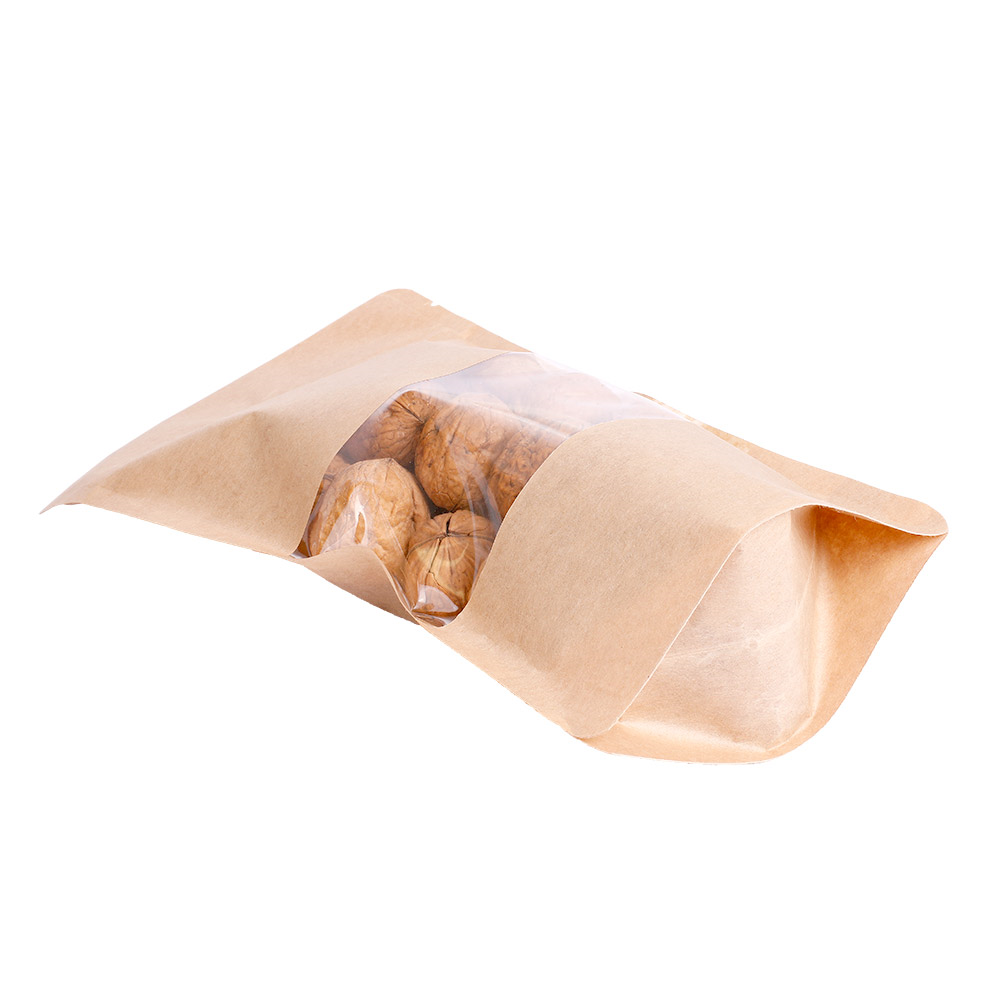 258.04-SACCHE CON CHIUSURA ZIP  500 GR 45 + 13 PET + 27 CPP G/M2 16+4x27 CM NATURALE KRAFT (50 u.)