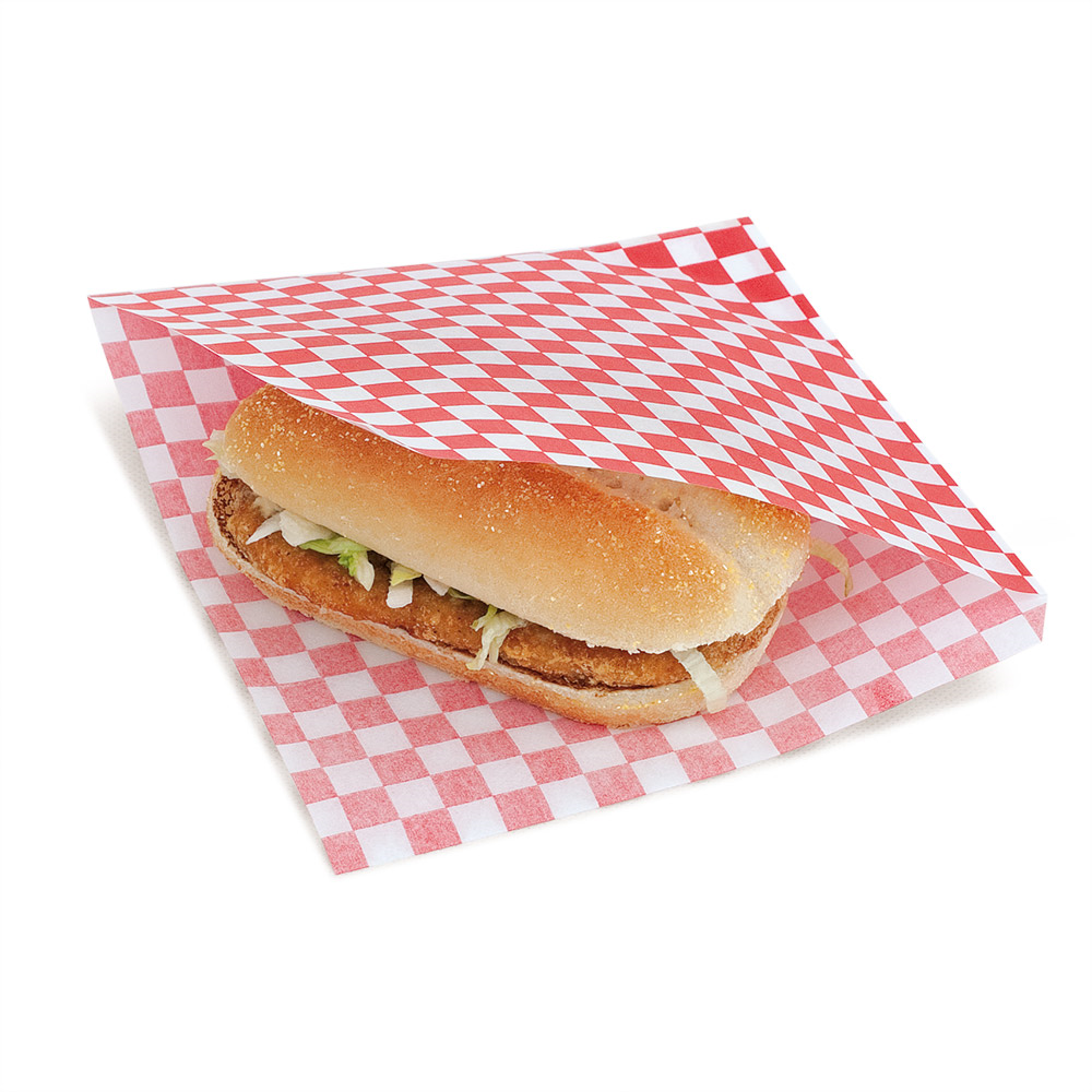 233.18-CARTA ANTIGRASSO APERTO 2 LATI FAST FOOD RED FITIPALDI 34 G/M2 13x14 CM BIANCO PERGAMANA ANTIGRASSI (1000 u.)
