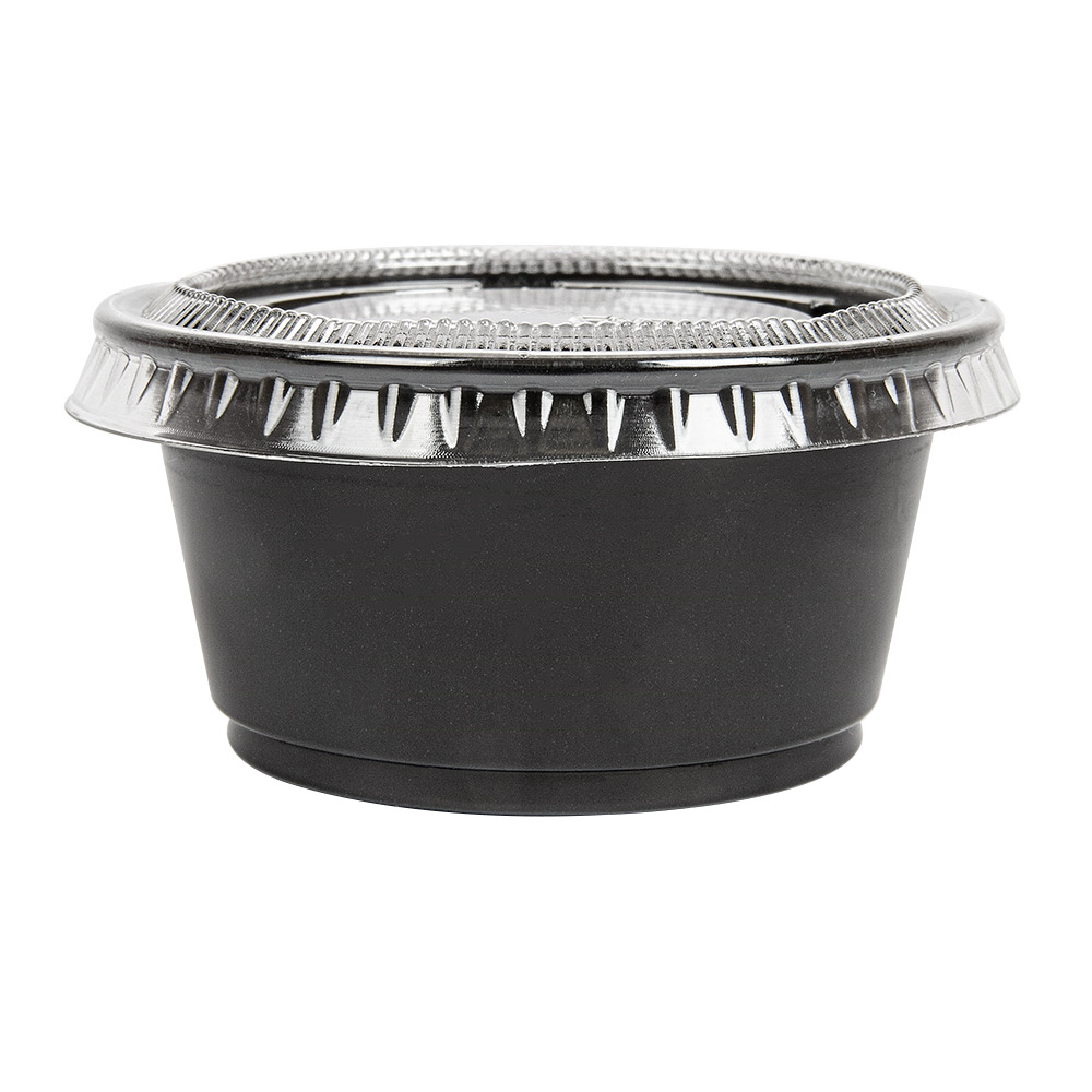 215.17-50 COPPETTE PICCOLE + 50 COPERCHI 60 ML Ø6,2x3,2 CM NERO PP