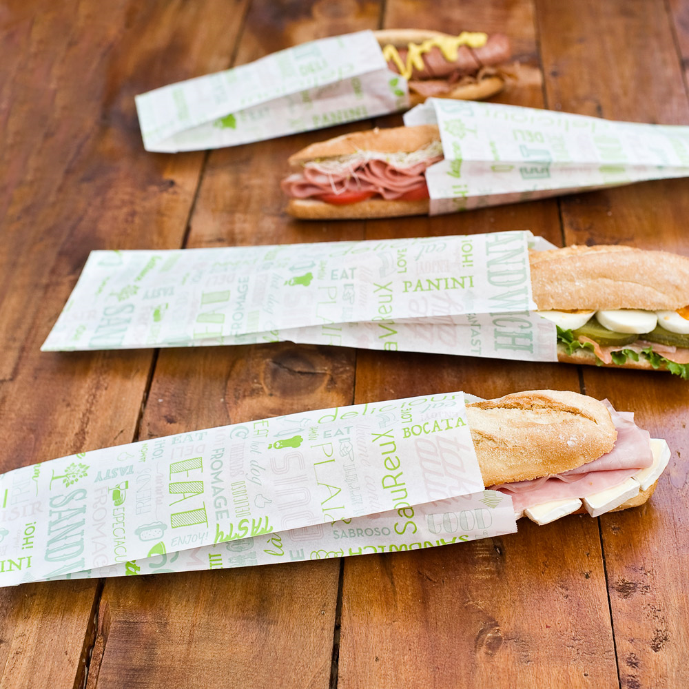 229.22-SACCHETTI BAGUETTES GREEN PAROLE 32 G/M2 9+4x30 CM BIANCO PERGAMANA ANTIGRASSI (500 u.)