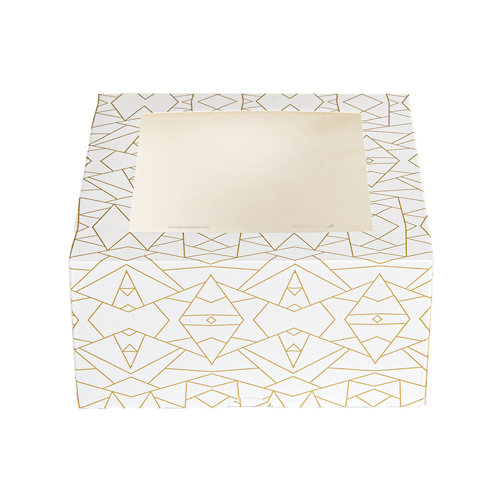 256.91-SCATOLE PER PASTICCERIA CON FINESTRA 'THEPACK' DECO  16x16x8 CM BIANCO CARTONE NANO-MICRO + OPP (50 u.)