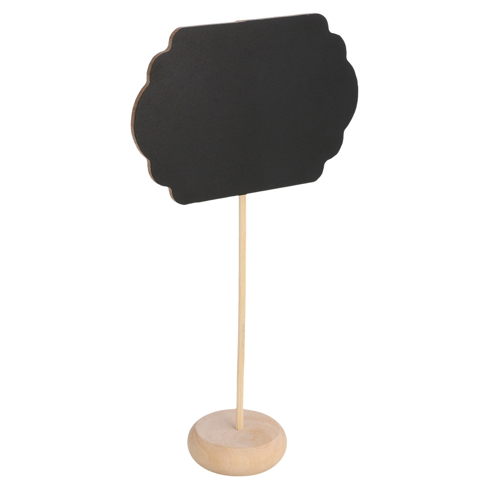 207.17-3 U. MINI LAVAGNA FORMA NUVOLA + PIEDE   9x6x10 CM NERO LEGNO