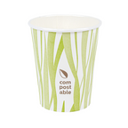 271.09-BICCHIERI BEVANDE FREDDE E CALDE 1 PARETE 'COMPOSTABLE GRASS' 240 ML - 8 oz 280 G/M2 Ø8/5,6x9,2 CM BIANCO CARTONE (50 u.)