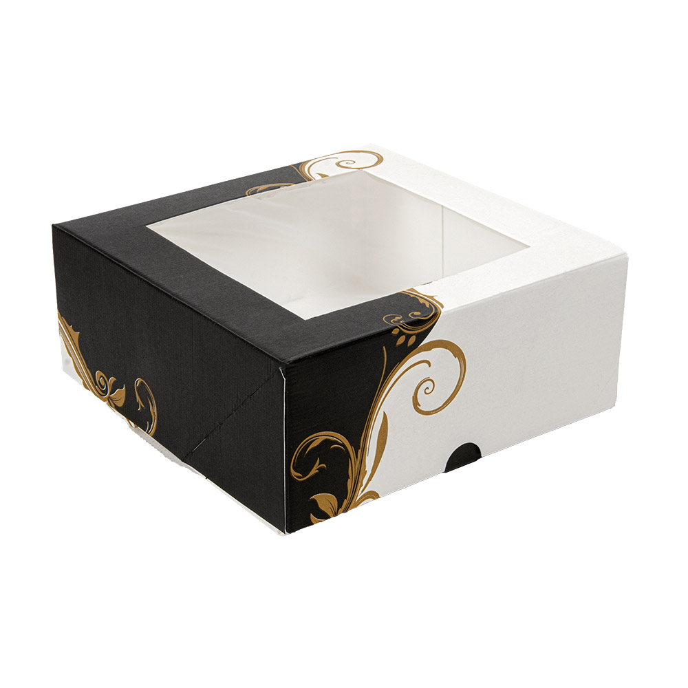 204.69-SCATOLE PER PASTICCERIA CON FINESTRA 'THEPACK' CLASSIC  18x18x7,5 CM BIANCO CARTONE NANO-MICRO (50 u.)