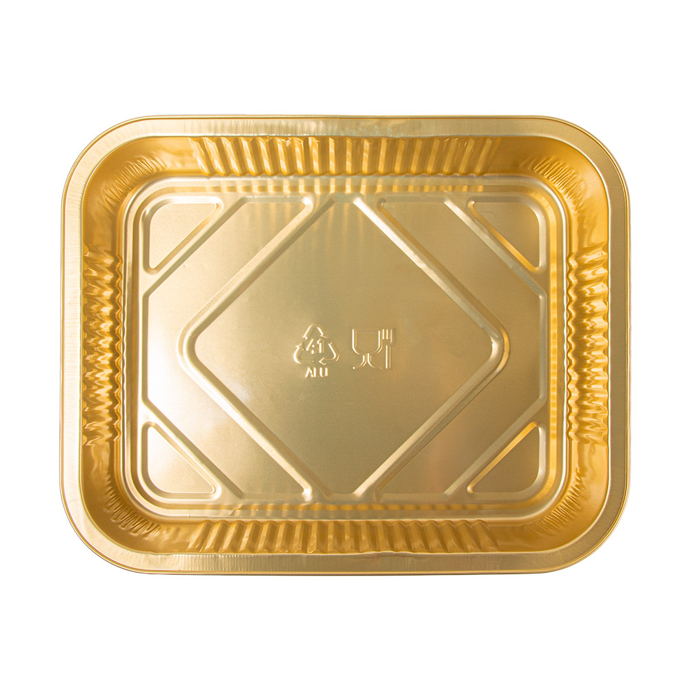 267.80-CONTENITORI LACCATI 3600 ML 32,2x26,2x6 CM NERO/ORO ALLUMINIO (25 u.)