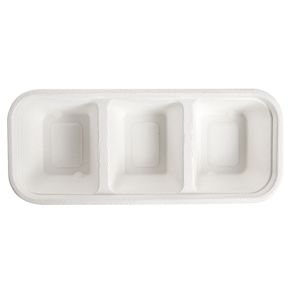 257.53-VASSOI 3 SCOMPARTI 'BIONIC' 500 ML 22,5x9,6x4,3 CM BIANCO BAGASSA (50 u.)