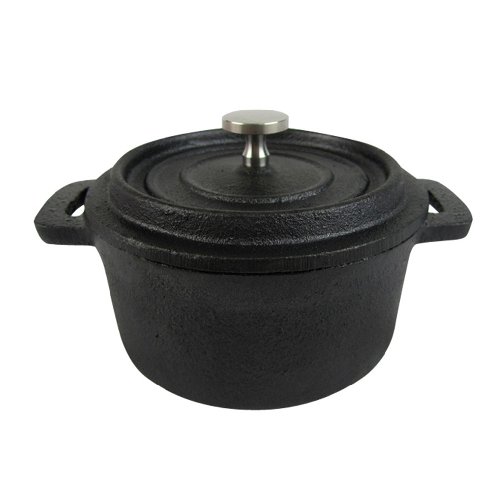 198.56-COCOTTE ROTONDA CON COPERCHIO  700 ml Ø 14(18,7)x7,1 CM NERO FERRO