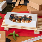 253.41-CONTENITORI SUSHI+FINESTRA 'THEPACK'  19,7x9x4,5 CM BIANCO CARTONE NANO-MICRO + OPP (50 u.)