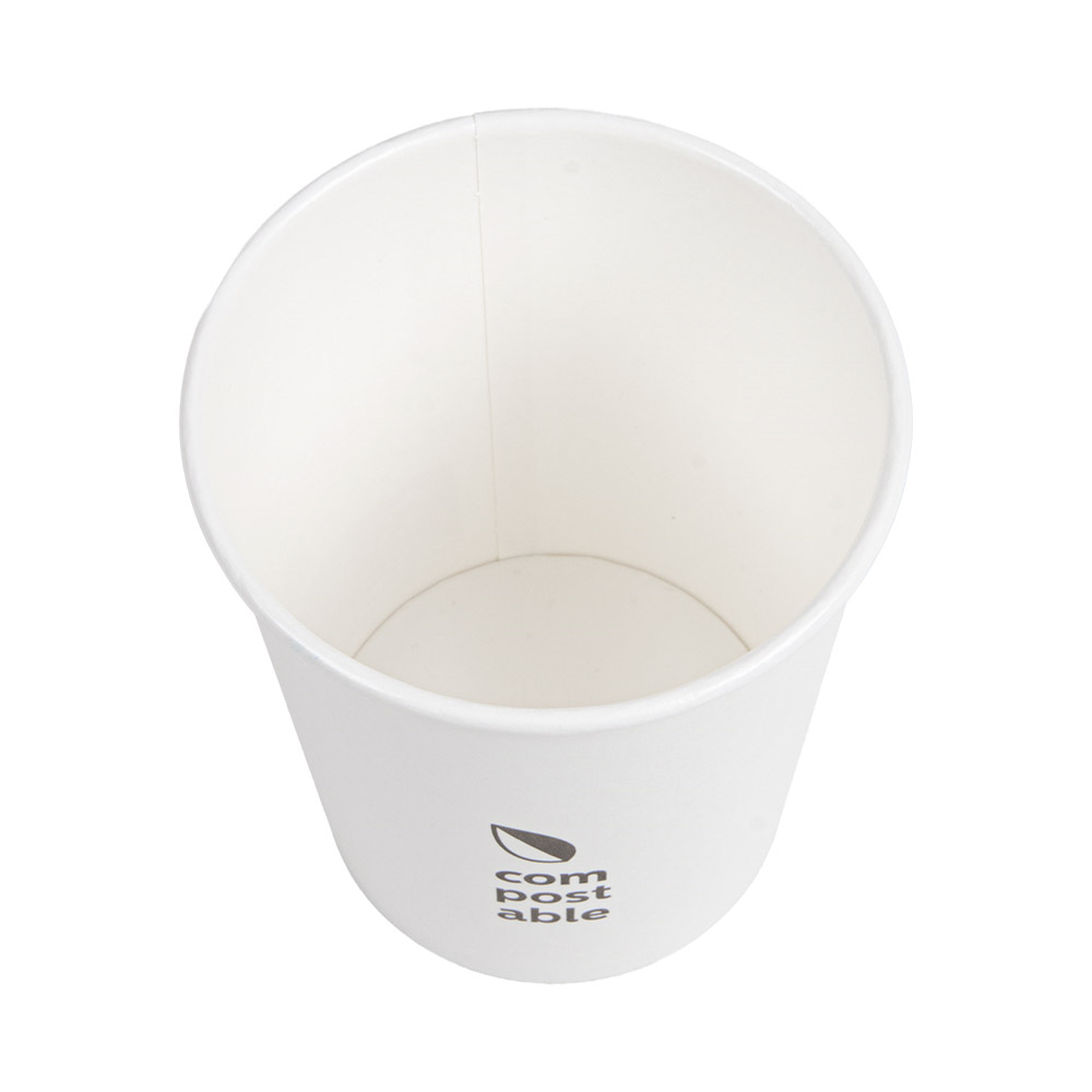 274.41-BICCHIERI BEVANDE FREDDE E CALDE 1 PARETE 'COMPOSTABLE' 180 ML - 6 oz 260 G/M2 Ø7,2/5,3x7,8 CM BIANCO CARTONE (50 u.)