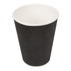 178.39-BICCHIERI BEVANDE CALDE DOPPIA PARETE  360 ML - 12 oz 300 + 250 + 18 PE G/M2 Ø9/6x11 CM NERO CARTONE (25 u.)