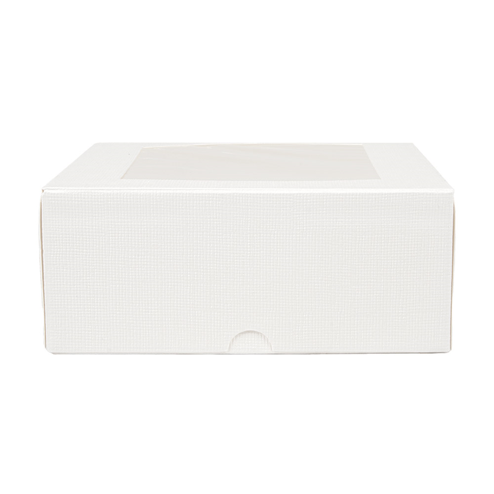 201.66-SCATOLE PER PASTICCERIA CON FINESTRA 'THEPACK'  18x18x7,5 CM BIANCO CARTONE NANO-MICRO + OPP (50 u.)
