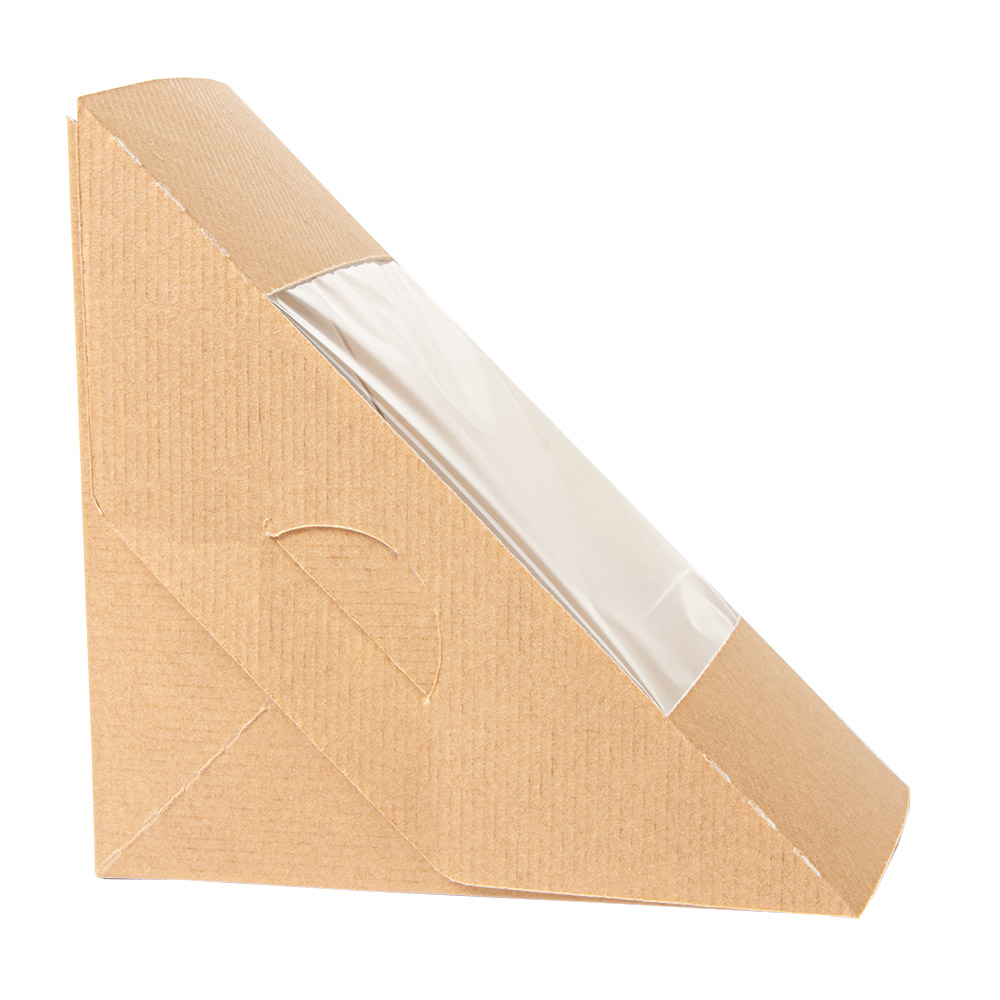 253.54-SCATOLE PANINO TRIPLO CON FINESTRA 'THEPACK'  12,4x12,4x8,3 CM NATURALE CARTONE NANO-MICRO + OPP (50 u.)